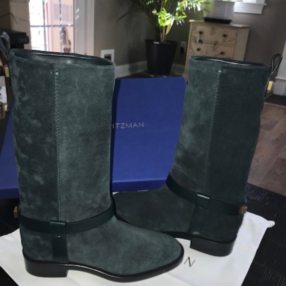 NWT Stuart Weitzman Casey Suede Boot Dark Green Size 5.5 - Picture 2 of 8